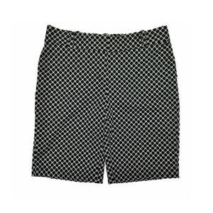 TALBOTS Black White Geometric Stretch Bermuda Shorts | 2P